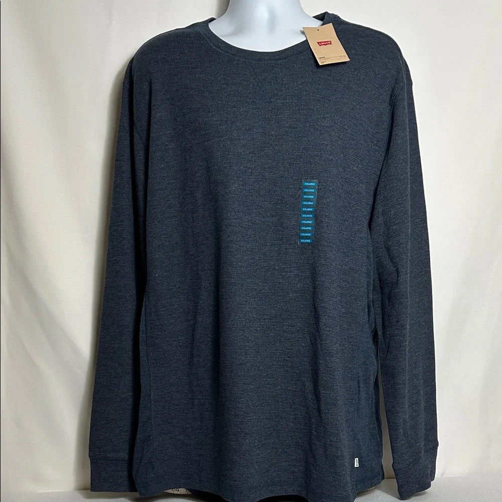 Levi’s Men’s Size XXL Long Sleeve Cotton Pullover Blue Crew Neck Shirt